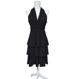 Evan Picone Halter Dress Women Size 6 Black Event Feminine Dramatic Cocktail